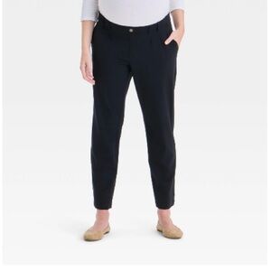 Tapered Ponte Maternity Trouser- Isabel Maternity Black XL Over Belly Panel
